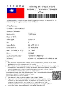 Hồ sơ xin visa Đài Loan cần những gì? 2 3 1